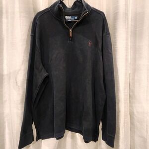 Polo Ralph Lauren Black Long Sleeve 1/4 Zip Cotton Golf Polo Sweater XXL‎ 2XL